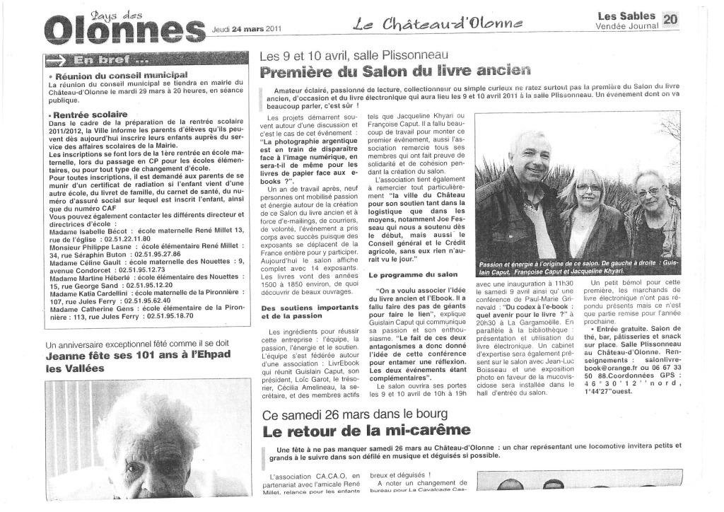 Journal des Sables du 24 Mars 2011