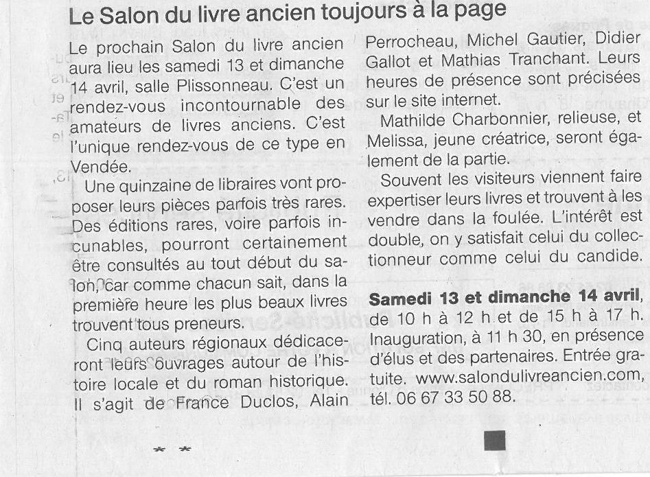 Ouest France du 25 Mars 2013