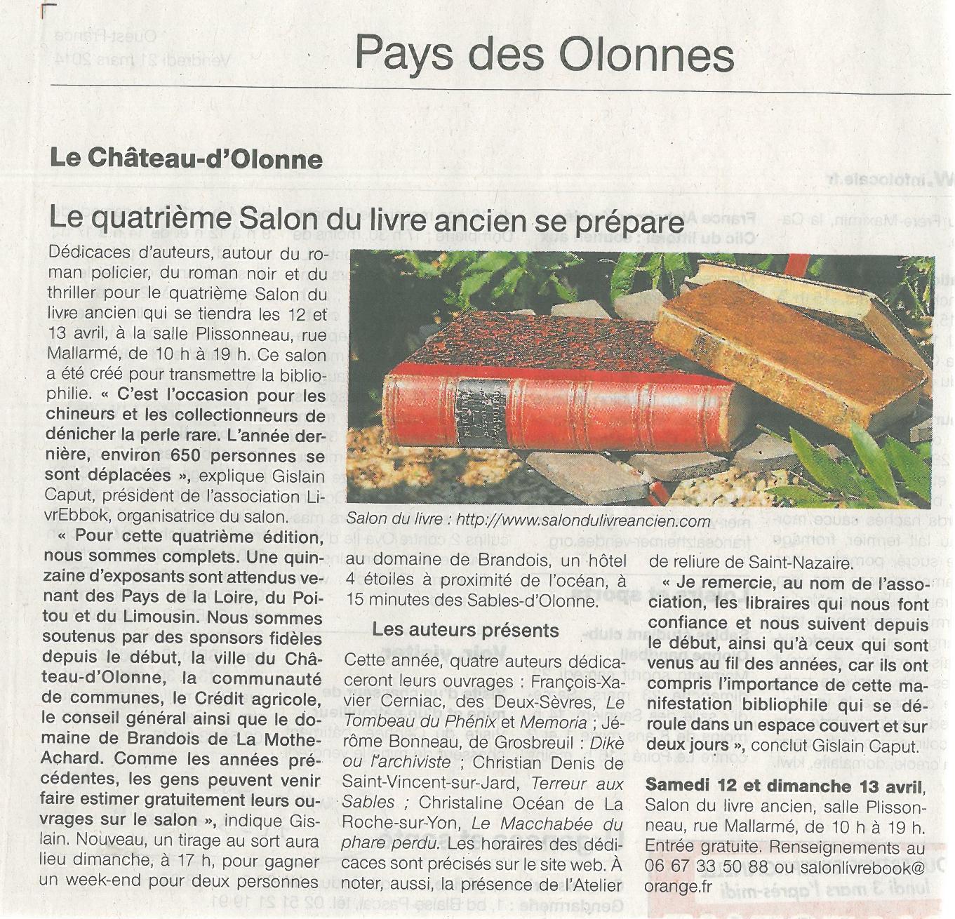 Ouest France du 21 Mars 2014