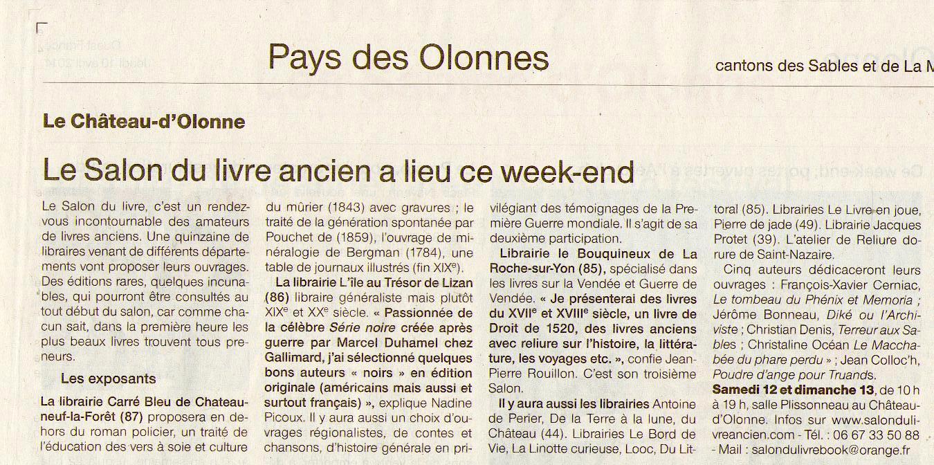 Ouest France du 10 Avril 2014